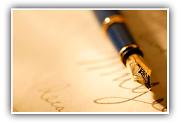 fountain pen on legal trust document